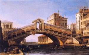 1200px canaletto capriccio of the rialto bridge with the lagoon beyond