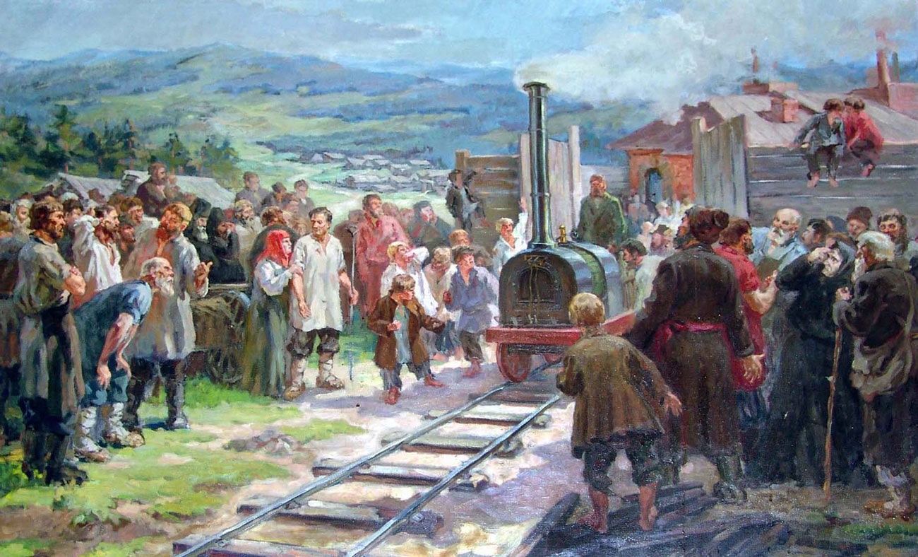 Первый русский паровоз в искусстве